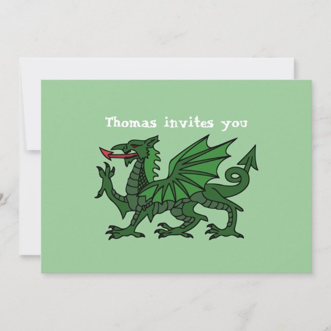 Green Dragon Birthday Invitation (Front)
