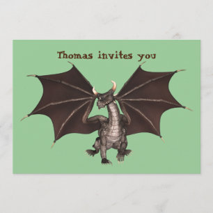 Green Dragon Birthday Party Invitation