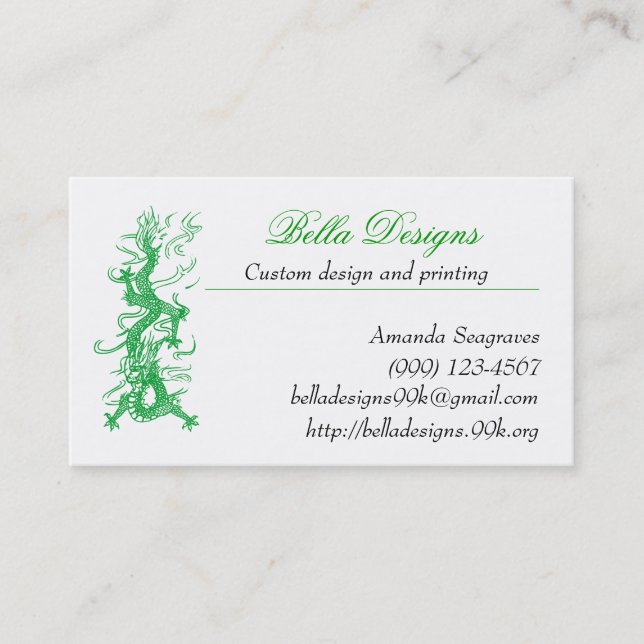 Green Dragon Business Cards (Front)