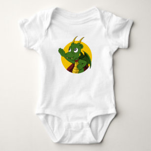 Green dragon cartoon baby bodysuit