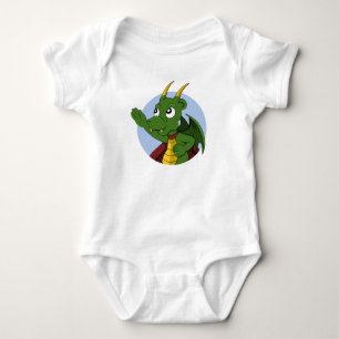 Green dragon cartoon baby bodysuit