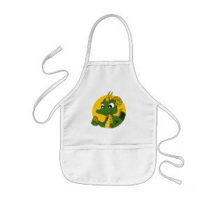 Green dragon cartoon kids apron
