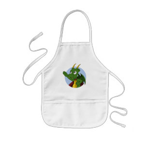 Green dragon cartoon kids apron
