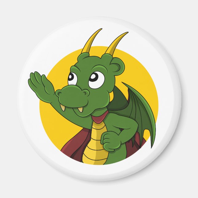 Green dragon  cartoon  magnet (Front)