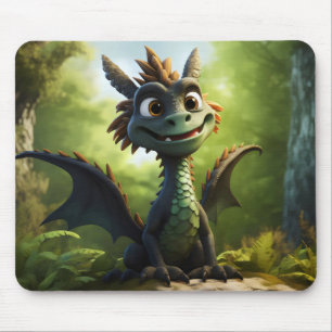 Green Dragon Cartoon Mouse Mat