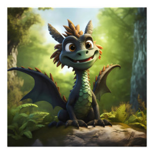 Green Dragon Cartoon Photo Print