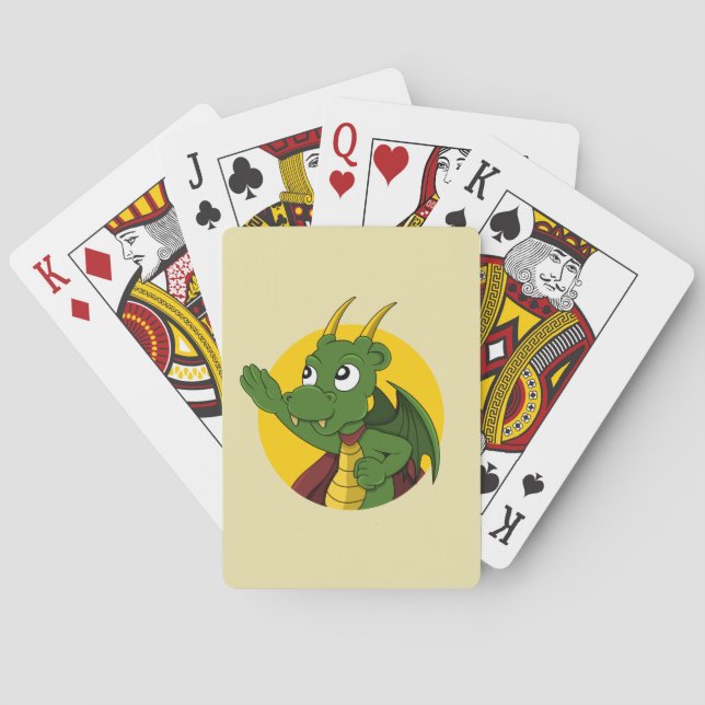 Green dragon cartoon playing cards (Back)