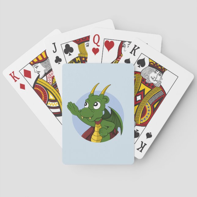 Green dragon cartoon playing cards (Back)