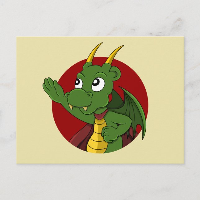 Green dragon cartoon postcard (Front)