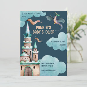 Green Dragon castle baby shower Invitation