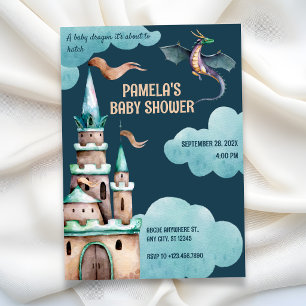 Green Dragon castle baby shower Invitation