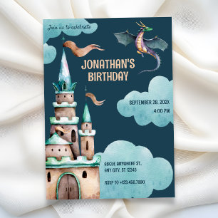 Green Dragon castle birthday Invitation