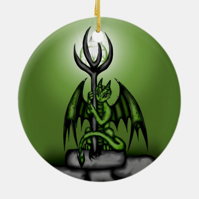 green Dragon Ceramic Tree Decoration (Back)