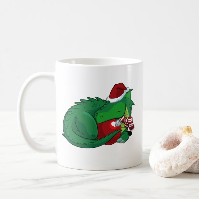 Green Dragon - Christmas Edition Coffee Mug (With Donut)