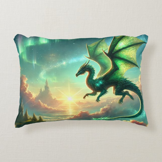 Green Dragon Decorative Cushion (Front)