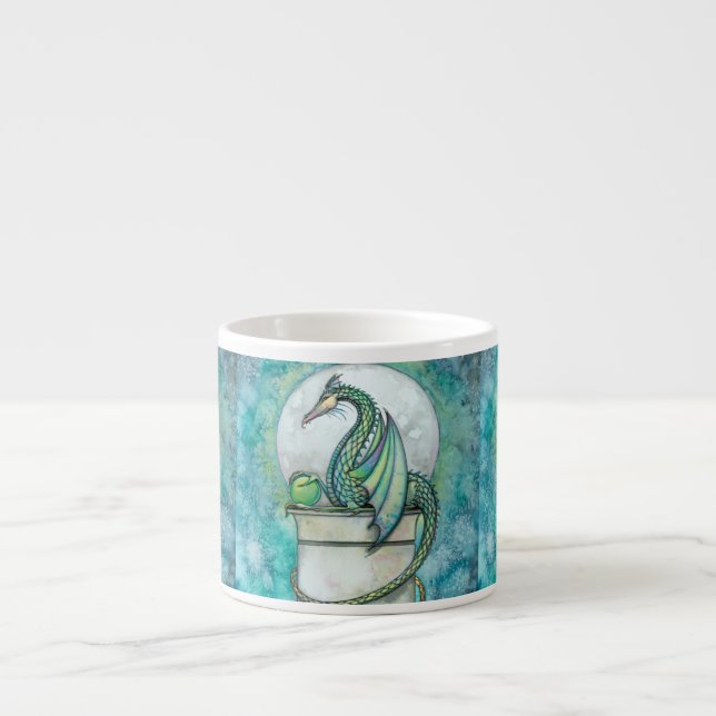Green Dragon Fantasy Art Espresso Cup (Front)