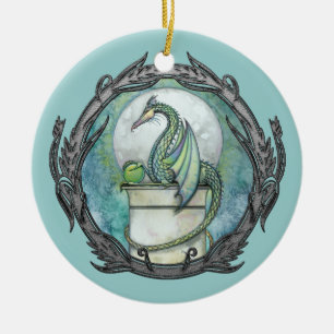 Green Dragon Fantasy Art Ornament