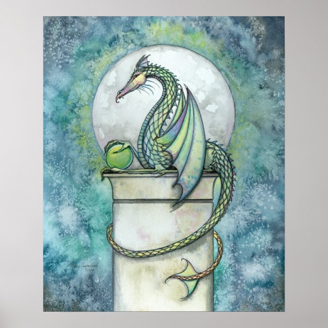 Green Dragon Fantasy Art Print by Molly Harrison (Front)