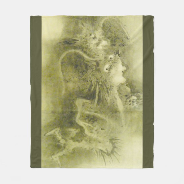 Green Dragon Fleece Blanket (Front)