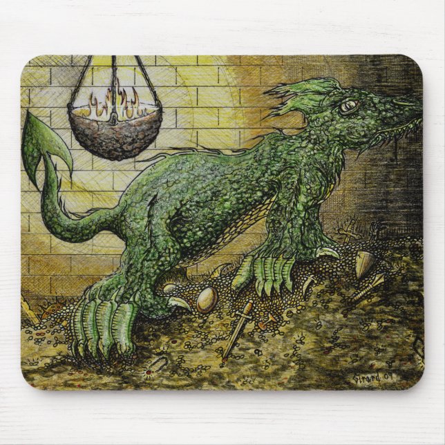 Green Dragon Guardian Mouse Mat (Front)