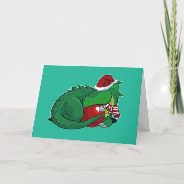 Green Dragon Holiday Edition Greeting Card (Front)