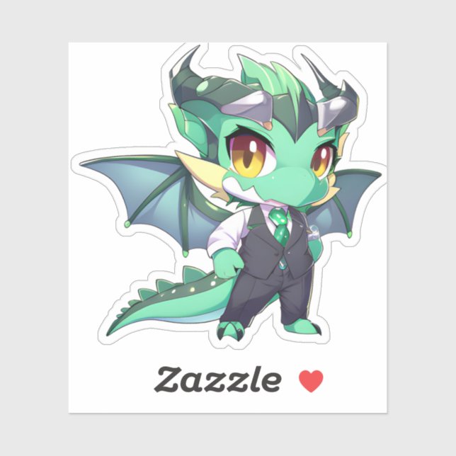 Green Dragon in a Suit Sticker (Sheet)
