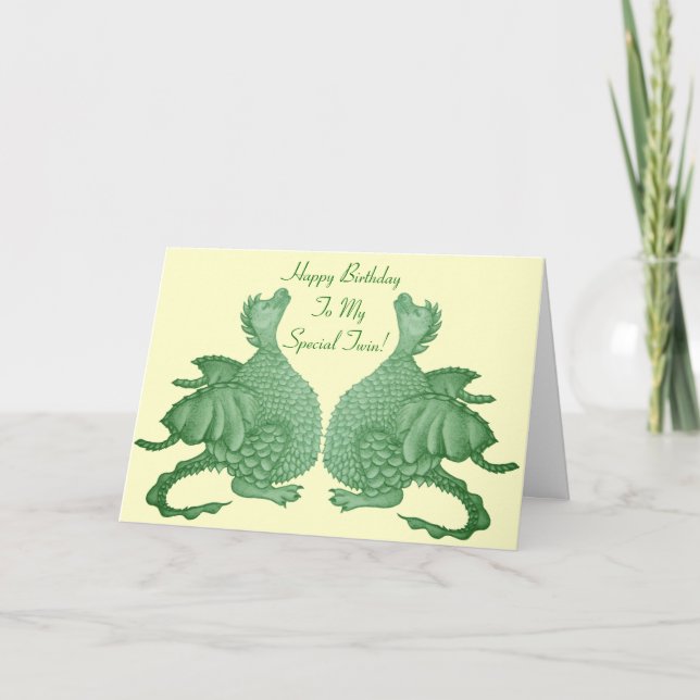 green dragon mythical fantasy creature for twins card (Front)