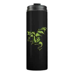 Green Dragon on Black Thermal Tumbler