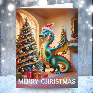 Green Dragon On Christmas Eve Card