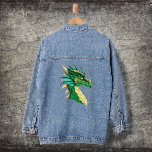 Green Dragon Portrait Denim Jacket
