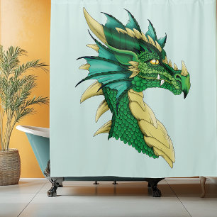 Green Dragon Portrait Shower Curtain