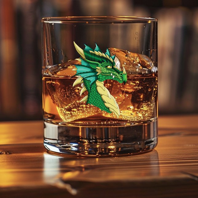 Green Dragon Portrait Whiskey Glass (Creator Uploaded)