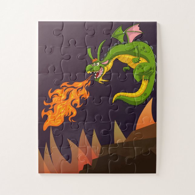 Green dragon puzzle (Vertical)