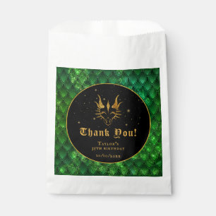 Green Dragon Scales Gold Birthday Thank You Favour Bags