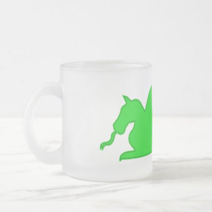 Green Dragon Silhouette Frosted Glass Coffee Mug