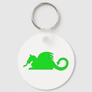 Green Dragon Silhouette Key Ring