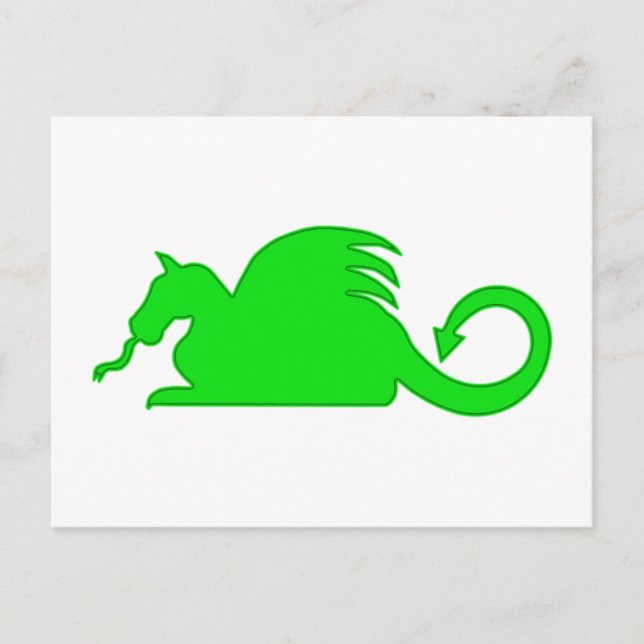 Green Dragon Silhouette Postcard (Front)