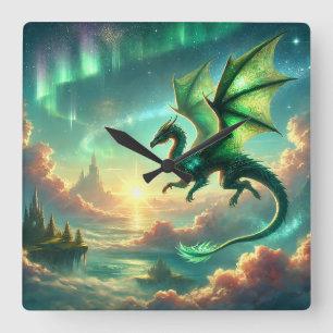 Green Dragon Square Wall Clock