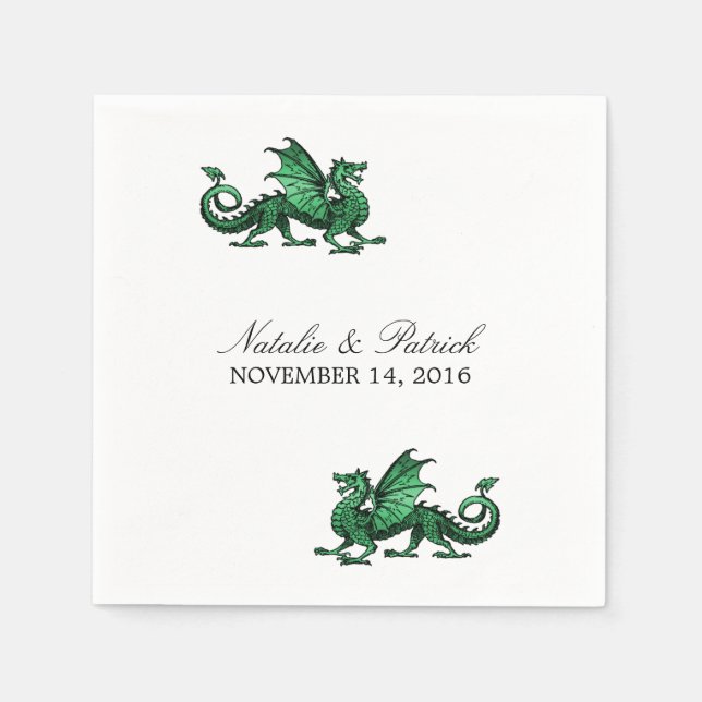 Green Dragon Wedding Paper Napkins (Front)