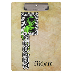 Green Dragon With Celtic Border Personalised Clipboard