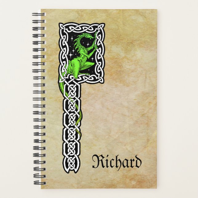 Green Dragon With Celtic Border Personalised Planner (Front)
