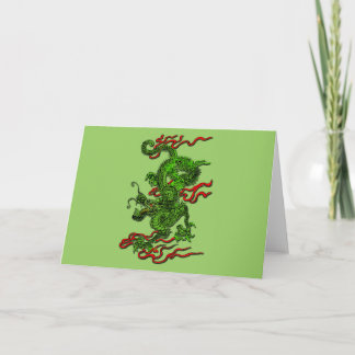Green Dragon with Red Ribbons Apparel & Gifts Holiday Card