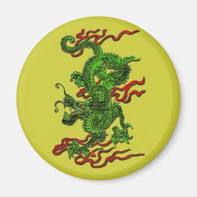 Green Dragon with Red Ribbons Apparel & Gifts Magnet (Front)