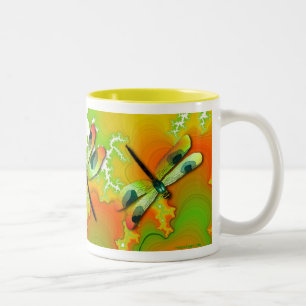 Green Dragonflies And Fractals Mug