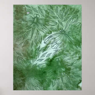 Green Dragonflies Dragonfly Lovers Poster