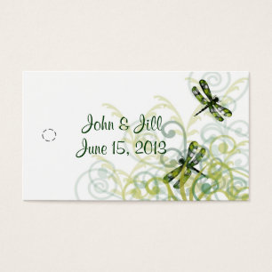 Green Dragonflies Wedding Favour Tag