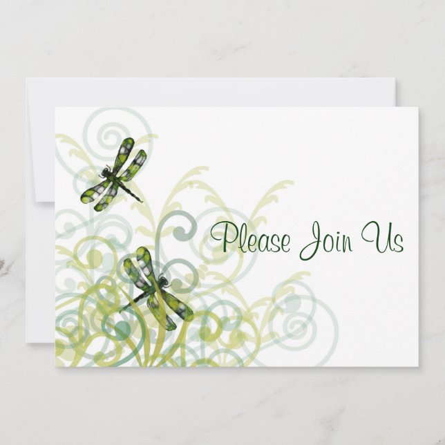 Green Dragonflies  Wedding Invitation (Front)