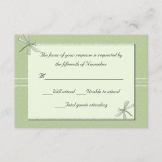 Green dragonflies Wedding Response Card