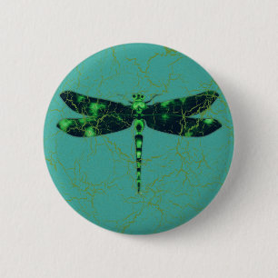 Green Dragonfly 6 Cm Round Badge