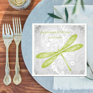 Green Dragonfly Bridal Shower Napkin